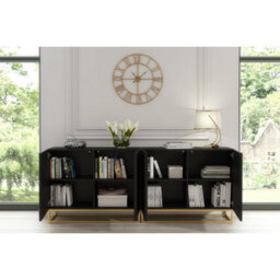 Creative Furniture Ripple Duo Sideboard 200Cm - Black With Fluted Doors - thumbnail 3