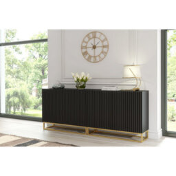 Creative Furniture Ripple Duo Sideboard 200Cm - Black With Fluted Doors - thumbnail 5