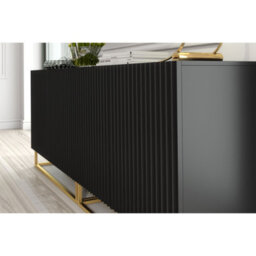 Creative Furniture Ripple Duo Sideboard 200Cm - Black With Fluted Doors - thumbnail 4