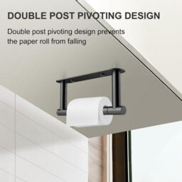 CLEFFNS Toilet Paper Holder Adhesive Or Screw Stainless Steel Matte Black Pivoting Modern Wall Mount Toilet Roll Tissue Holder Bathroom - thumbnail 5