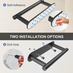 CLEFFNS Toilet Paper Holder Adhesive Or Screw Stainless Steel Matte Black Pivoting Modern Wall Mount Toilet Roll Tissue Holder Bathroom - thumbnail 4