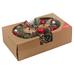 Urbn-Living Urbnliving 26Cm Width Christmas Wreath Candle Holder Centrepiece Arrangement Pinecones Berries Decor - thumbnail 6