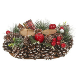 Urbn-Living Urbnliving 26Cm Width Christmas Wreath Candle Holder Centrepiece Arrangement Pinecones Berries Decor - thumbnail 4