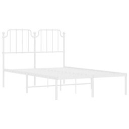 Berkfield Metal Bed Frame Without Mattress With Headboard White 120X190Cm - thumbnail 4