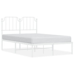 Berkfield Metal Bed Frame Without Mattress With Headboard White 120X190Cm - thumbnail 2