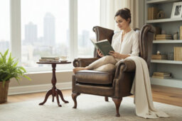 Chesterfield High Back Wing Chair Antique Gold Leather Bespoke In Queen Anne Style - thumbnail 4
