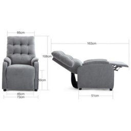 More4Homes Charlbury Fabric Recliner Armchair Sofa Fireside Chair Reclining Cinema (Grey) - thumbnail 9
