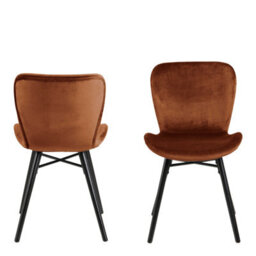Wyld Haus Set Of 2 Acorn Copper Velvet Upholstered Dining Chairs With Matt Black Legs - thumbnail 3