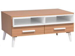 Beliani Scandinavian Coffee Table 100 X 60 Cm Light Brown With White Drawers And Shelves - thumbnail 3