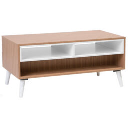 Beliani Scandinavian Coffee Table 100 X 60 Cm Light Brown With White Drawers And Shelves - thumbnail 6