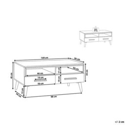 Beliani Scandinavian Coffee Table 100 X 60 Cm Light Brown With White Drawers And Shelves - thumbnail 4