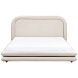 Beliani Bed Faux Linen Lavardens 160 X 200 Cm (Eu King Size) Light Beige - thumbnail 4