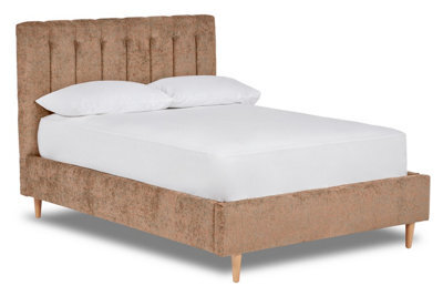 Divan Base Direct Eternal Contemporary Button-Backed Fabric Bed Base Only 4Ft Small Double- Pavia Mink