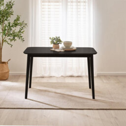 Furniturebox Uk Lynton Small Black Wooden Dining Table & 4 Black Dining Chairs - thumbnail 2