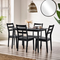 Furniturebox Uk Lynton Small Black Wooden Dining Table & 4 Black Dining Chairs - thumbnail 1
