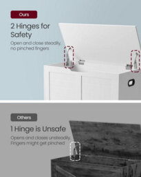 Songmics Modern Organizer, Shoe Storage Bench With 2 Safety Hinges, Blanket Chest, Matte White - thumbnail 5