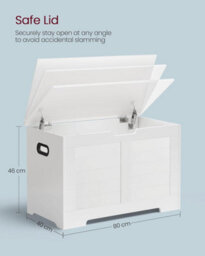 Songmics Modern Organizer, Shoe Storage Bench With 2 Safety Hinges, Blanket Chest, Matte White - thumbnail 2