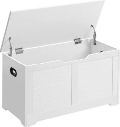 Songmics Modern Organizer, Shoe Storage Bench With 2 Safety Hinges, Blanket Chest, Matte White - thumbnail 9