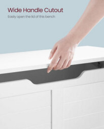 Songmics Modern Organizer, Shoe Storage Bench With 2 Safety Hinges, Blanket Chest, Matte White - thumbnail 7