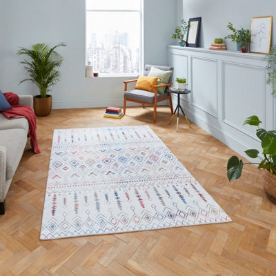 Cream Modern Easy To Clean Geometrical Rug For Living Room, Bedroom - 150Cm X 230Cm - image 1