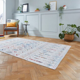 Cream Modern Easy To Clean Geometrical Rug For Living Room, Bedroom - 150Cm X 230Cm - thumbnail 2