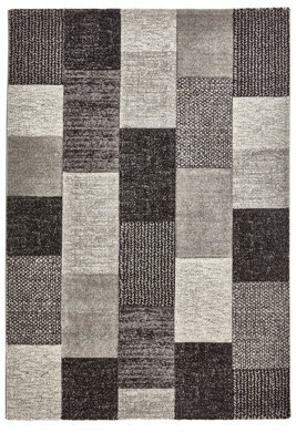 Grey/black Rug, Geometric Rug, Stain-Resistant Rug, Modern Rug For Bedroom, Living Room, & Dining Room-120Cm X 170Cm - image 1