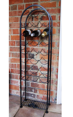 Poppy Forge 22 Bottle Wine Rack - Bottle Store - Solid Steel - L20 X W38 X H118 Cm - Powder Coated Black - image 1