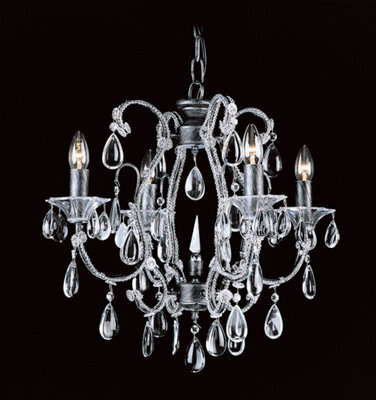 Luminosa Lighting Luminosa Versailles Bead Silver Streak 4 Arm Chandelier