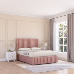 Sloomy Madison Pink Plush 5Ft Memory Foam Bed Set With 2 Drawers, Mattress & Headboard- King