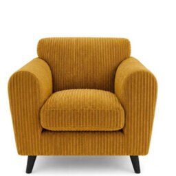 Sofaselectionuk Ltd Harlow Jumbo Cord Cuddle Chair, Modern Tailored Wide Armchair In Mustard