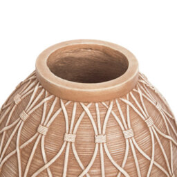 Beliani Flower Vase Domokos Ceramic 38 Cm Light Brown - thumbnail 4