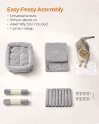 Songmics Cat Activities Centre, Cat Tree Tower, Small, Light Grey Cat Condo For Small Cats, Perch, Caves, Scratching Post - thumbnail 7