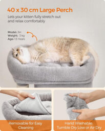 Songmics Cat Activities Centre, Cat Tree Tower, Small, Light Grey Cat Condo For Small Cats, Perch, Caves, Scratching Post - thumbnail 3