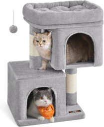 Songmics Cat Activities Centre, Cat Tree Tower, Small, Light Grey Cat Condo For Small Cats, Perch, Caves, Scratching Post - thumbnail 8