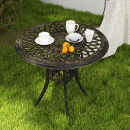 Outsunny 78 Cm Round Garden Dining Table With Parasol Hole, Bronze Tone - thumbnail 8