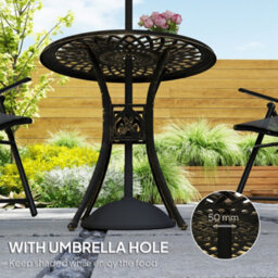 Outsunny 78 Cm Round Garden Dining Table With Parasol Hole, Bronze Tone - thumbnail 5
