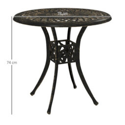 Outsunny 78 Cm Round Garden Dining Table With Parasol Hole, Bronze Tone - thumbnail 3