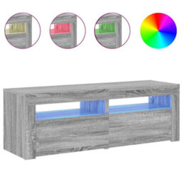 Berkfield Modern Tv Cabinet With Led Lights Grey Sonoma 120X35X40 Cm - thumbnail 5