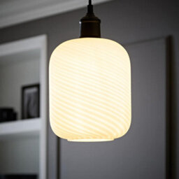 Valuelights Emery Frosted Oval Swirl Glass Easy Fit Ceiling Lamp Shade With Bulb - thumbnail 2