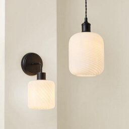 Valuelights Emery Frosted Oval Swirl Glass Easy Fit Ceiling Lamp Shade With Bulb - thumbnail 6