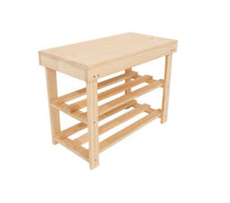 Core Products Solid Pine Shoe Bench With Slatted Shelves - Hallway, Bedroom, Or Utility Storage - thumbnail 1