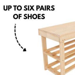 Core Products Solid Pine Shoe Bench With Slatted Shelves - Hallway, Bedroom, Or Utility Storage - thumbnail 5