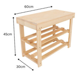 Core Products Solid Pine Shoe Bench With Slatted Shelves - Hallway, Bedroom, Or Utility Storage - thumbnail 7