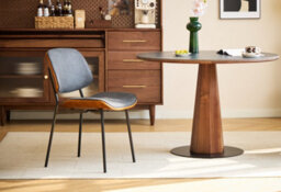 Nordlys Set Of 2 Metal Dining Chairs In Wood And Black Faux Leather Modern Design Style Dining Room - thumbnail 7