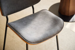 Nordlys Set Of 2 Metal Dining Chairs In Wood And Black Faux Leather Modern Design Style Dining Room - thumbnail 9