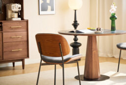 Nordlys Set Of 2 Metal Dining Chairs In Wood And Black Faux Leather Modern Design Style Dining Room - thumbnail 8