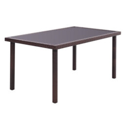Living And Home Rustic Rectangle Ratten Effect Wicker Outdoor Garden Wicker Table With Tempered Glass Tabletop Brown 150Cm - thumbnail 3