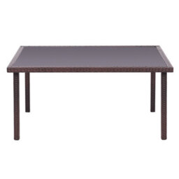 Living And Home Rustic Rectangle Ratten Effect Wicker Outdoor Garden Wicker Table With Tempered Glass Tabletop Brown 150Cm - thumbnail 2