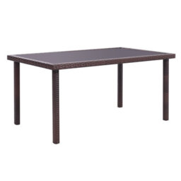 Living And Home Rustic Rectangle Ratten Effect Wicker Outdoor Garden Wicker Table With Tempered Glass Tabletop Brown 150Cm - thumbnail 4