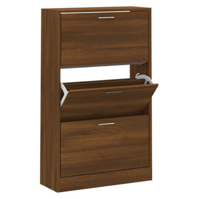 Berkfield Modern Shoe Cabinet Brown Oak 63X24X103 Cm Engineered Wood